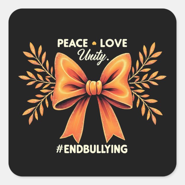 Sticker Carré Peace Love Unity End Violence (Devant)