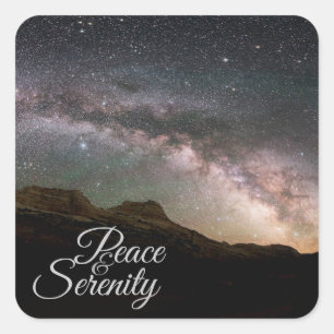 Sticker Carré Peace & Serenity Mountain Night Sky