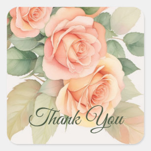 Sticker Carré Peach Fuzz Rose Arrière - plan Merci