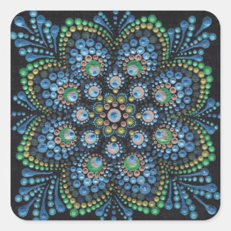 Sticker Carré Peacock Dot Mandala