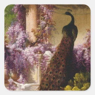 Sticker Carré Peacock vintage