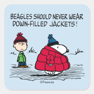 Sticker Carré Peanuts Snoopy & Linus Veste Remplie de Duvet