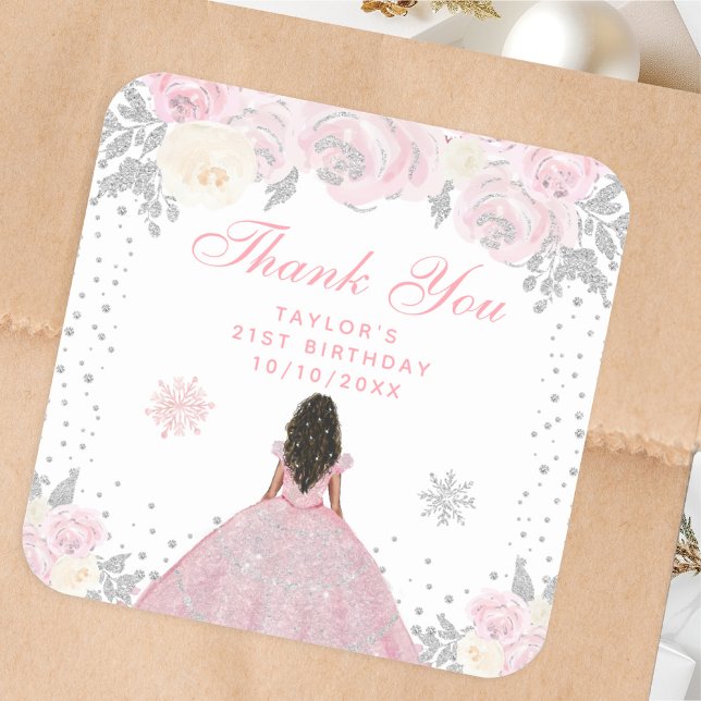 Sticker Carré Peau rose foncée hiver Princesse (Créateur téléchargé)