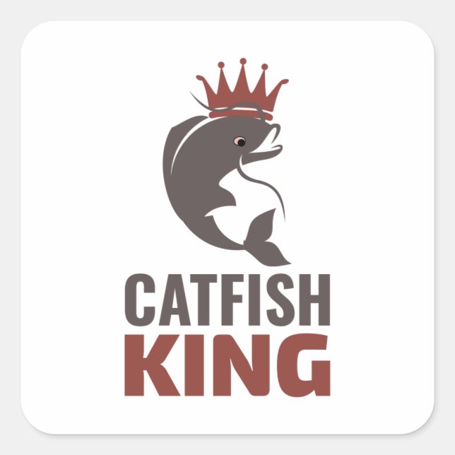 Sticker Carré Pêche à la catfish Pêche Pêcheur Fish King (Devant)