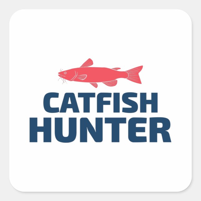 Sticker Carré Pêche à la catfish Pêche Pêcheur Poisson (Devant)