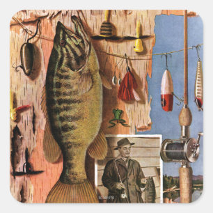 Sticker Carré Pêche toujours de la vie par John Atherton