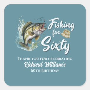 Sticker Carré Pêche vintage Thème 60ème anniversaire