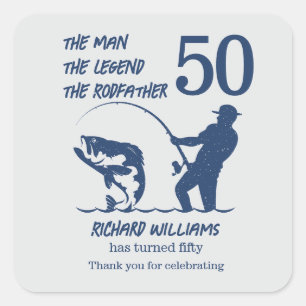 Sticker Carré Pêcher le Parrain Big Fish 50e anniversaire