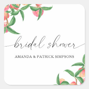 Sticker Carré Pêches - Baby shower pour mariage