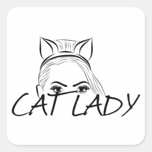 Sticker Carré Peeking Cat