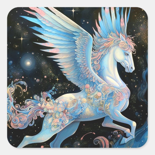 Sticker Carré Pegasus Imaginaire Art (Devant)