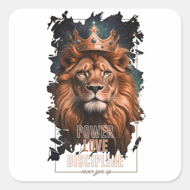 Sticker Carré Pegatina con Diseño de León (Devant)