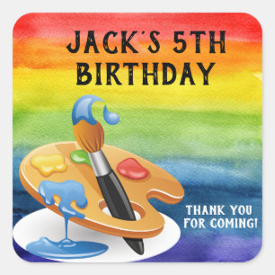 Sticker Carré Peignez la fête d'anniversaire d'art