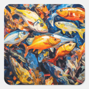 Sticker Carré Peinture à l'huile de poisson