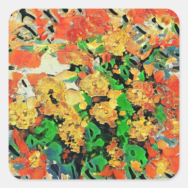 Sticker Carré Peinture à l'huile Retro : Van Gogh Monet (Devant)