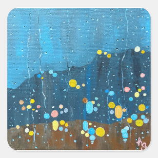 Sticker Carré Peinture Abstraite de pluie