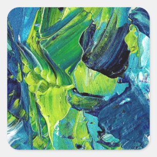 Sticker Carré Peinture acrylique abstraite en bleu
