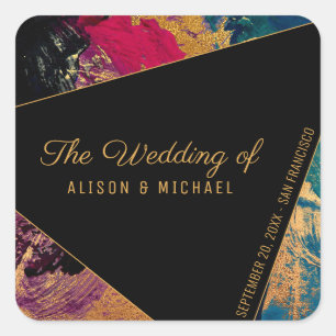 Sticker Carré Peinture acrylique or noir le mariage de