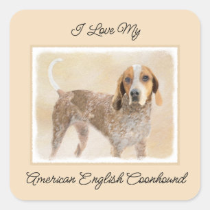 Sticker Carré Peinture américaine anglaise sur pilon - Chien Art