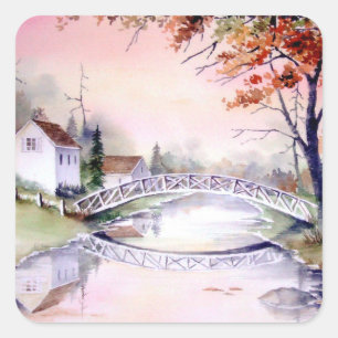 Sticker Carré Peinture aquarelle du Pont Arché