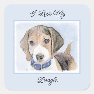 Sticker Carré Peinture beagle - Cute Original Chien Art