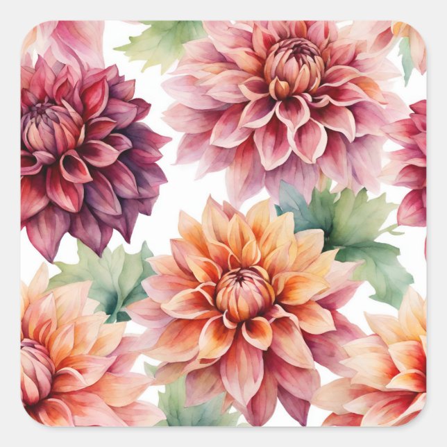 Sticker Carré Peinture Dahlia (Devant)
