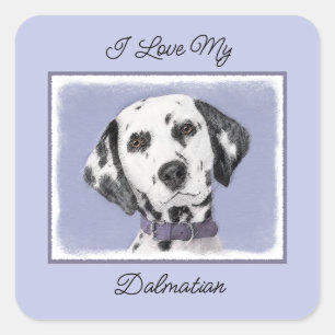 Sticker Carré Peinture Dalmatienne - Cute Original Chien Art