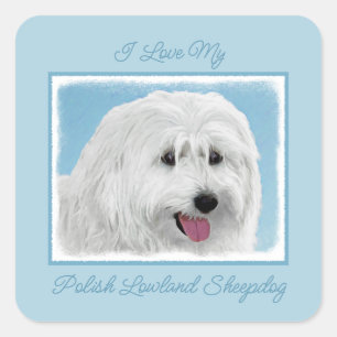 Sticker Carré Peinture de chien de berger polonais - Carré d'art