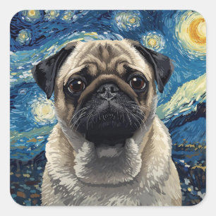 Sticker Carré Peinture de ciel nocturne tourbillonnant Art de ca