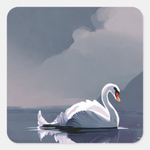 Sticker Carré Peinture de cygne