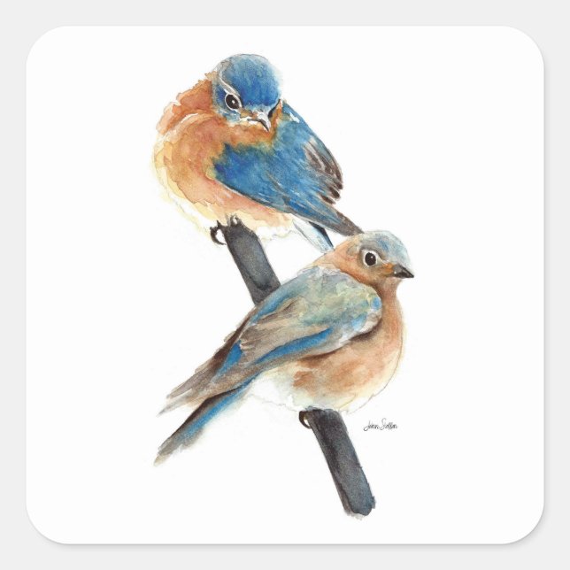 Sticker Carré Peinture en couple Bluebird (Devant)