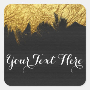 Sticker Carré Peinture en or glam sur noir - Boutique Styliste m