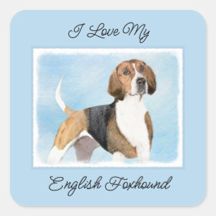 Sticker Carré Peinture Foxhound en anglais - Joli art original c