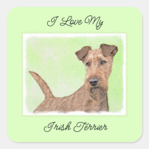 Sticker Carré Peinture Irlandaise Terrier - Cute Original Chien 