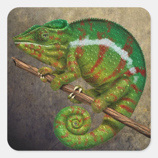 Sticker Carré Peinture numérique Panther Chameleon (Devant)