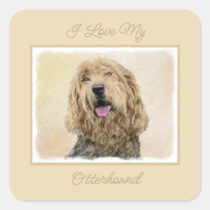Sticker Carré Peinture Otterhound - Joli Carré d'art original ch
