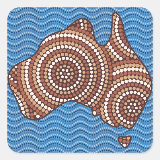Sticker Carré Peinture par points en Australie (Devant)