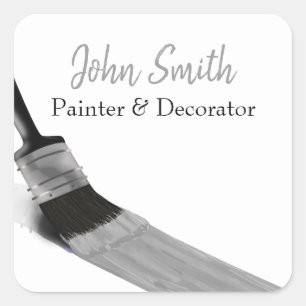 Sticker Carré Peinture Peintre Service Société Brush Grey