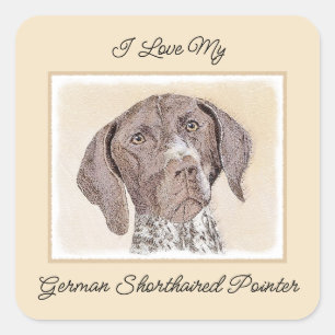 Sticker Carré Peinture pointeur germanique à pois court - Chien 