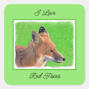 Sticker Carré Peinture Red Fox - Art original de la faune