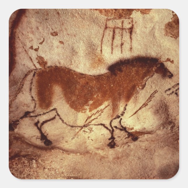 Sticker Carré Peinture rocheuse d'un cheval, c.17000 av. (Devant)