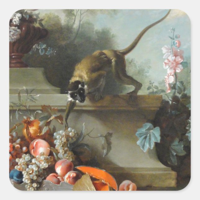 Sticker Carré Peinture Rococo pour l'année du singe (Devant)