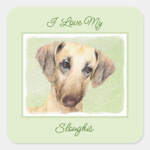 Sticker Carré Peinture Sloughis - Joli Carré d'art original pour