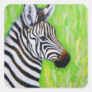 Sticker Carré Peinture Zèbre