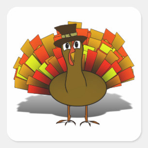 Sticker Carré Pèlerin de Turquie Thanksgiving