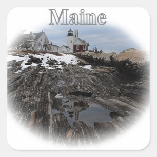 Sticker Carré Pemaquid point Lighthouse Maine