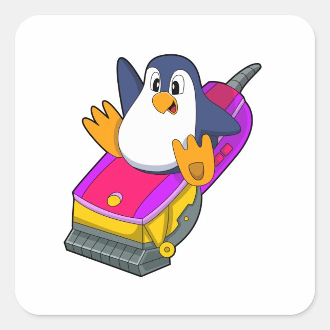 Sticker Carré Penguin comme coiffeur avec Razor (Devant)