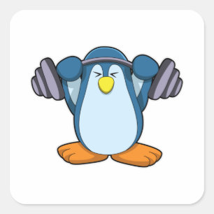 Sticker Carré Penguin de Bodybuilding avec cloches