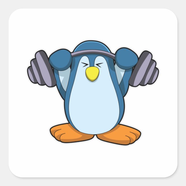 Sticker Carré Penguin de Bodybuilding avec cloches (Devant)
