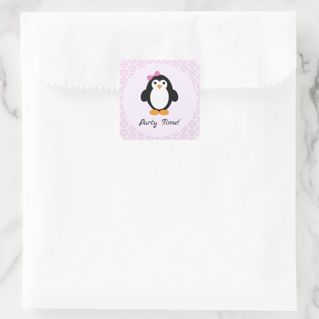 Sticker Carré Penguin, fille du temps de la fête (Sac)